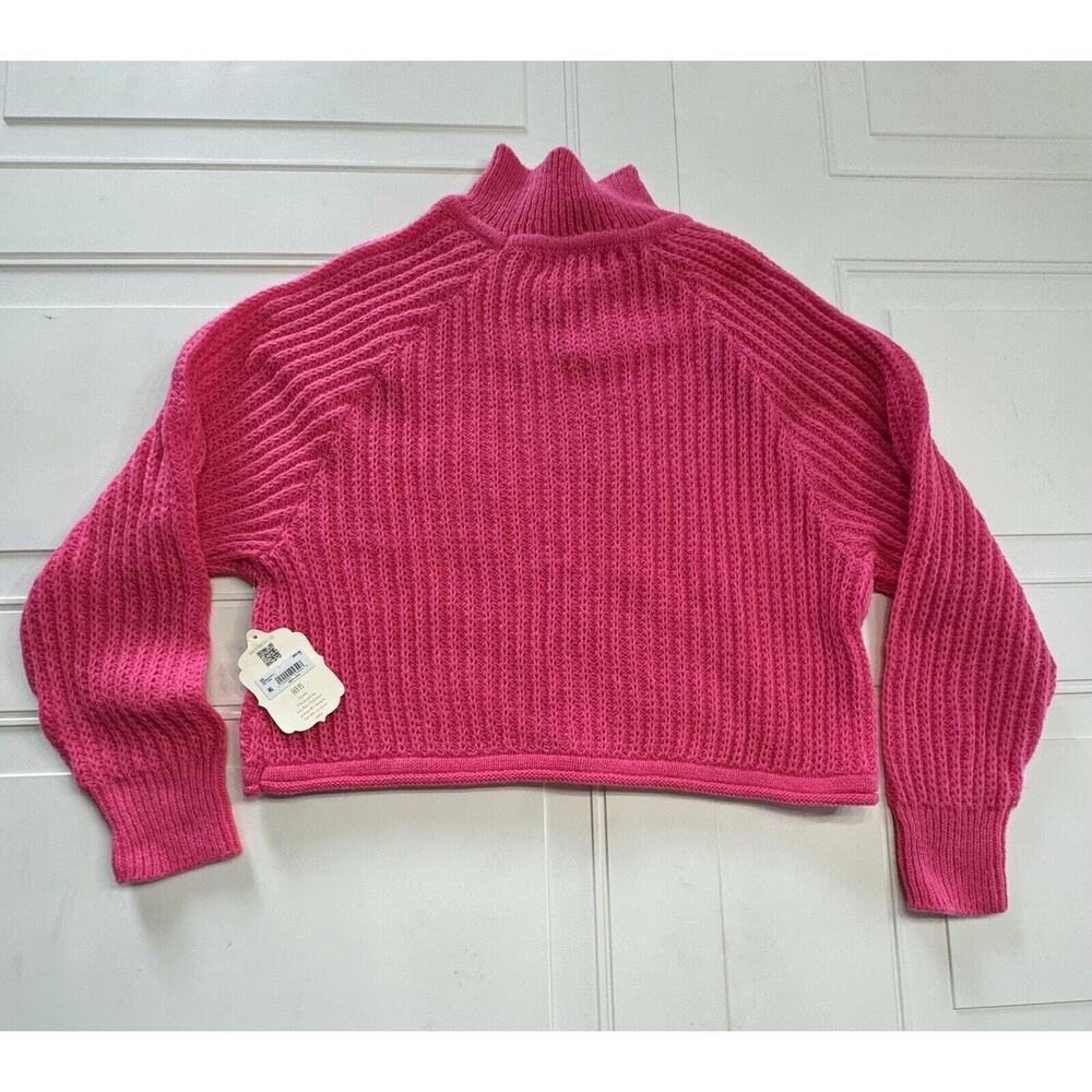 ALTAR'D STATE NWT Cropped Turtleneck Sweater Women's Size Medium Hot Pink - Picture 5 of 7